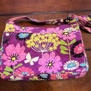 Vera Bradley cross body purse. Purple flower pattern. Excellent condition.